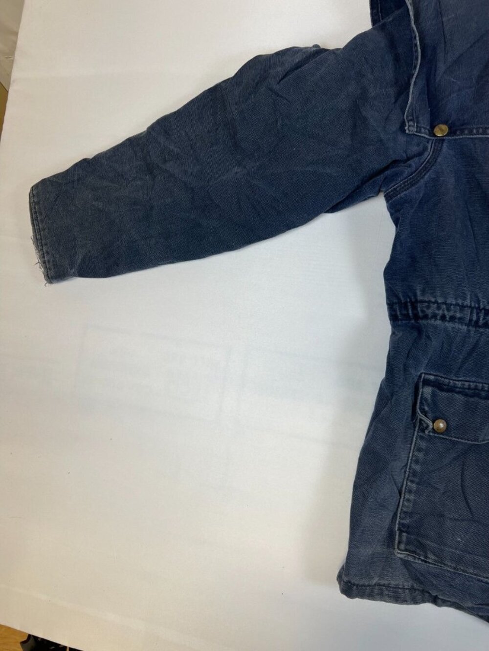 Rare VTG Carhartt CW083 Navy Blue Cape Coat Blanket Lined Duster Jacket XL - Picture 5 of 13